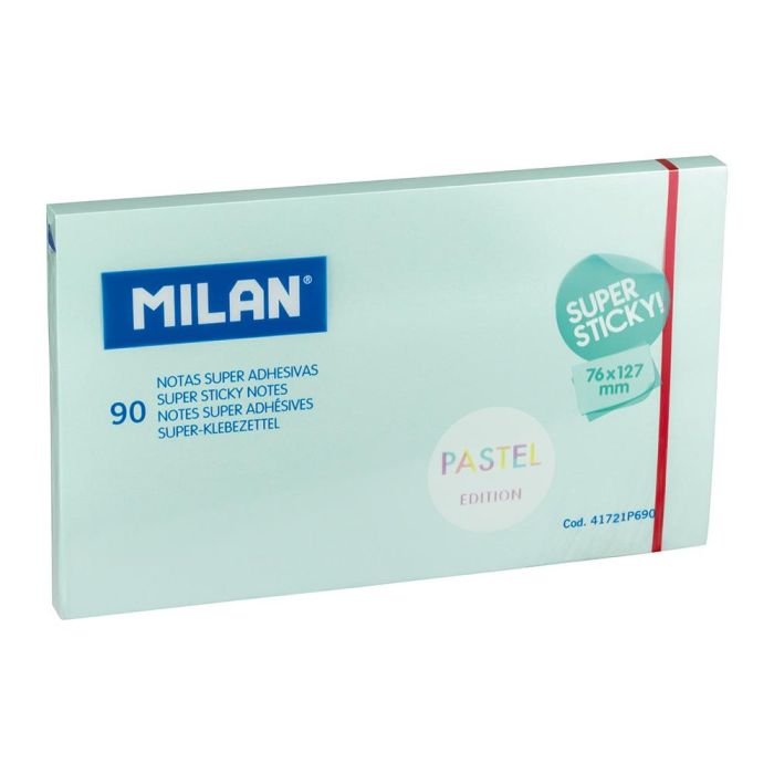 Bloc 90 notas super adhesivas azul pastel 76x127mm milan Bloc 90 notas super adhesivas azul pastel 76x127mm milan