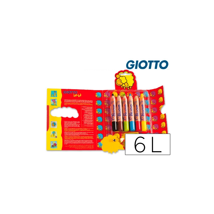 Giotto Super Bebe Lápices de Colores Caja de 6 + Sacapuntas, Colores Surtidos, Mina Gigante, Lavables 0 Giotto Super Bebe Lápices de Colores Caja de 6 + Sacapuntas, Colores Surtidos, Mina Gigante, Lavables 0