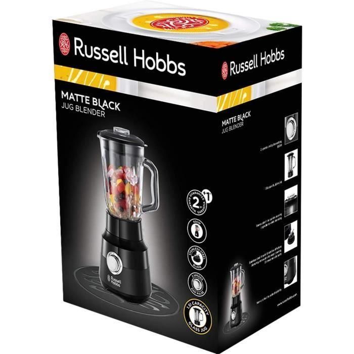Batidora - RUSSELL HOBBS - Negro mate 24722-56 - 650 W - Negro mate - Bol de cristal de 1,5 L - 2 velocidades + pulso 2 Batidora - RUSSELL HOBBS - Negro mate 24722-56 - 650 W - Negro mate - Bol de cristal de 1,5 L - 2 velocidades + pulso 2