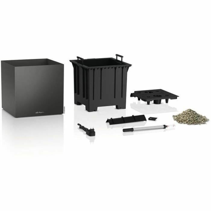 Lechuza LEC4008789137838 Macetero Canto Premium Cube 40 kit LED completo antracita metalizado 4