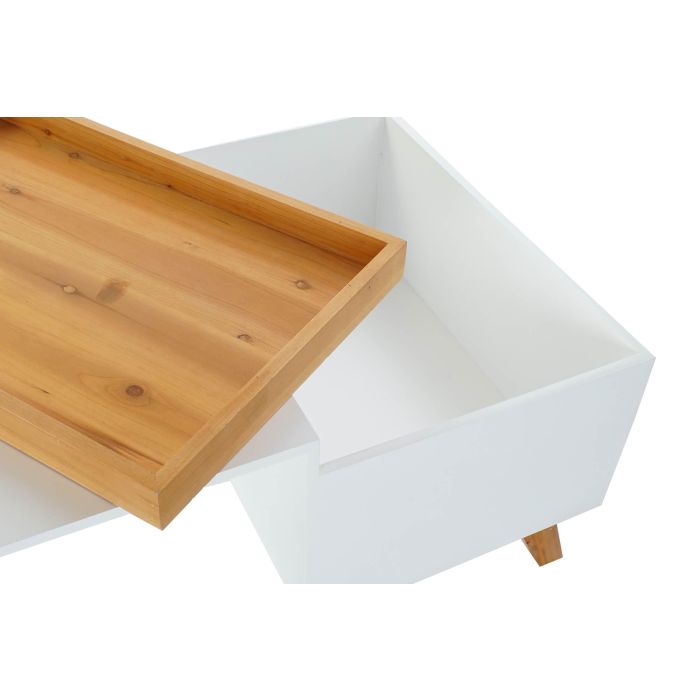 DKD Home Decor Mesa de Centro Scandi de MDF con 1 Cajón Blanco Marrón - 120 Ancho x 60 Fondo x 46 Alto cm 3 DKD Home Decor Mesa de Centro Scandi de MDF con 1 Cajón Blanco Marrón - 120 Ancho x 60 Fondo x 46 Alto cm 3