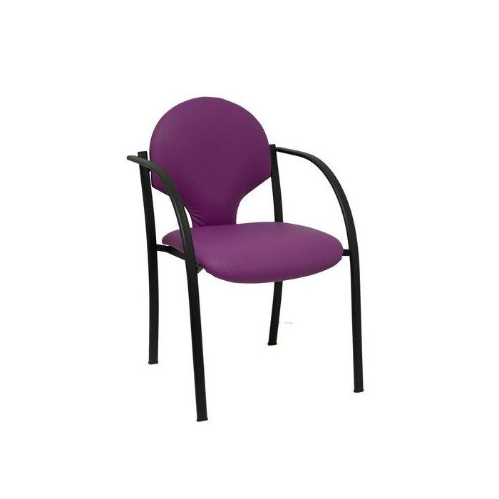 Silla Piqueras Y Crespo Hellin Confidente Ergonomica Con Brazos Fijos Apilable Estructura Negra Asiento Y Respaldo Tapizados Similpiel Morado Pack De 2 (Set de 2)