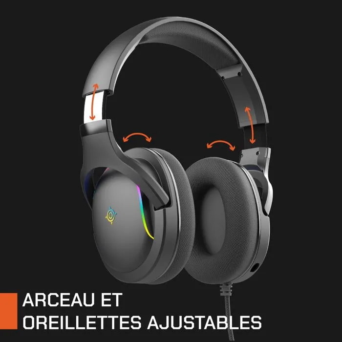 Nova Gaming Auriculares Borealis con cable para juegos - Micrófono desmontable, LED RGB - Negro - NOV3700527305837