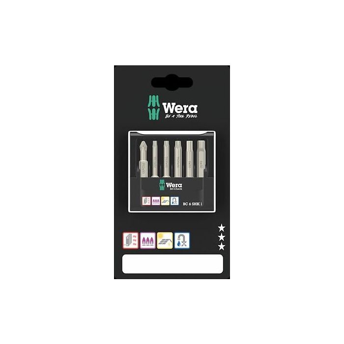 Wera 6 SHK 1 SB - Juego de 6 Puntas Phillips PH1 y Torx Plus TX15, TX20, TX25 con Funda de Transporte 1 Wera 6 SHK 1 SB - Juego de 6 Puntas Phillips PH1 y Torx Plus TX15, TX20, TX25 con Funda de Transporte 1