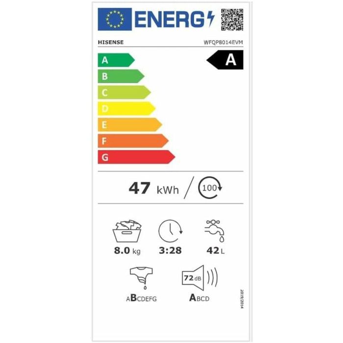 Lavadora Hisense WFQP8014EVM 8 kg 1400 rpm 59,5 cm 1400 rpm 8 kg 1