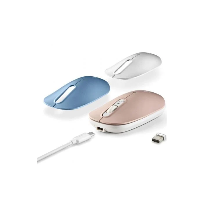 NGS Ratón Inalámbrico Recargable Shell RB, 2.4GHz Bluetooth 5.0 Multidispositivo, Batería Recargable, 1000/1200/1600 DPI, Botones Silenciosos, Ambidextro