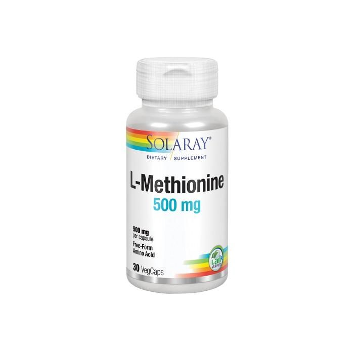 SOLARAY L-Metionina 500mg, Aminoácido de fermentación, 30 Cápsulas