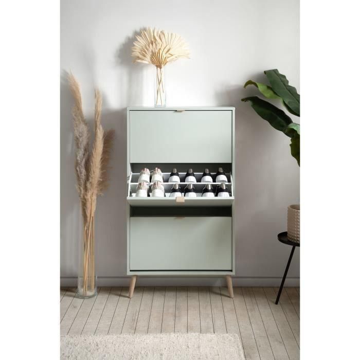 VIGO 49A VIGO003855 Zapatero Verde pastel con Patas de madera maciza - 70 x 24 x 125 cm 5