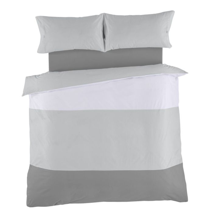 Juego de funda nórdica Alexandra House Living Blanco Gris Cama de 180 4 Piezas