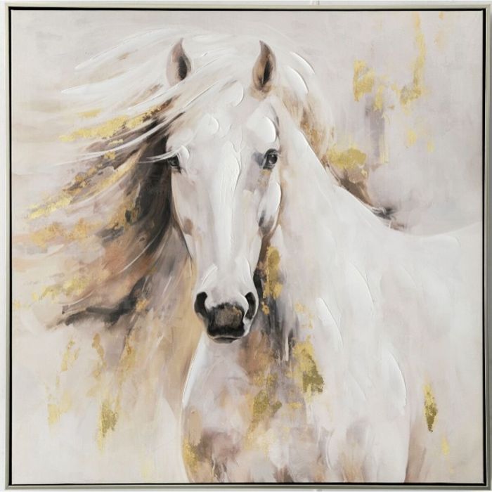 Cuadro Óleo Romimex Poliestireno Lienzo Caballo 83 x 83 x 5 cm 1