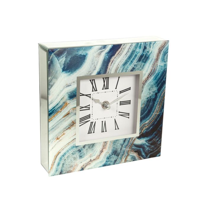 Reloj de Mesa Romimex Azul Plateado Vidrio 20 x 20 x 5 cm