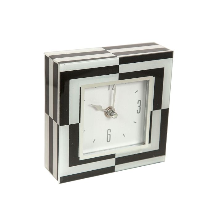 Reloj de Mesa Romimex Blanco Negro Vidrio 14 x 14 x 4 cm