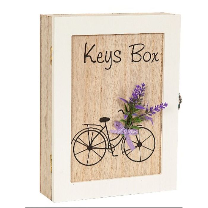 Armario de llaves Romimex Blanco Madera MDF 21 x 26 x 6 cm Bicicleta