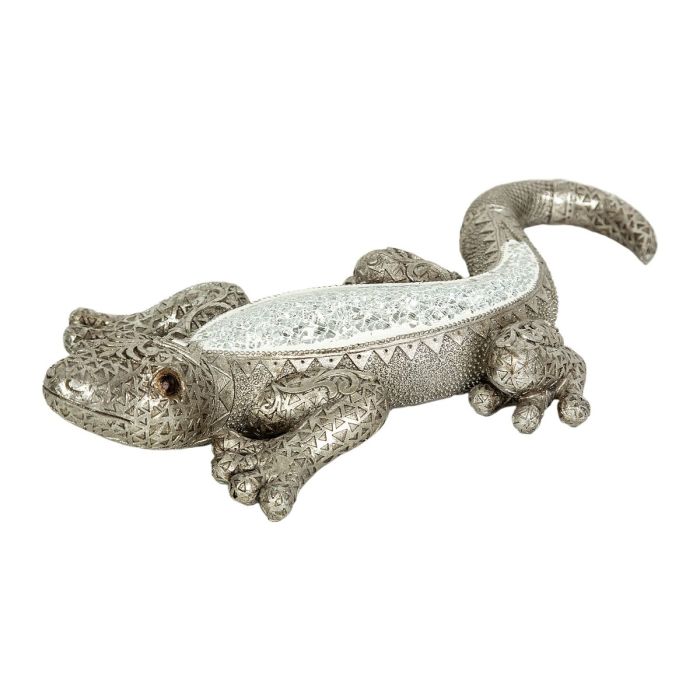 Figura Decorativa Romimex Plateado Mosaico Lagarto 40 x 7 x 20 cm