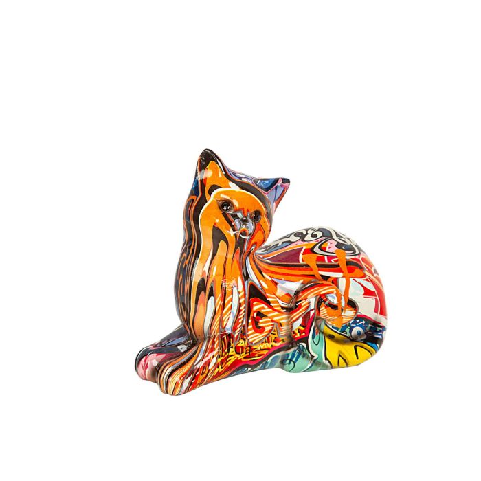 Figura Decorativa Romimex Multicolor Resina Gato 15 x 14 x 8 cm