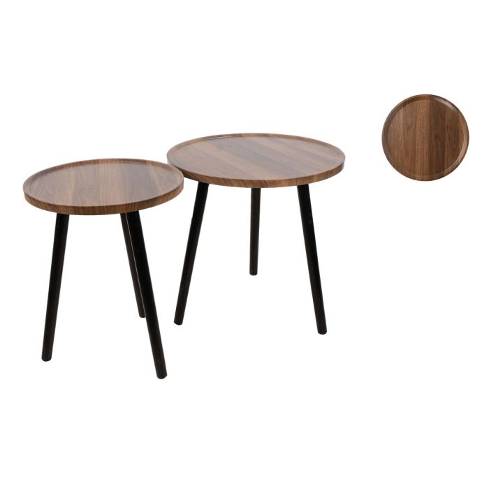 Set de mesas Romimex Marrón Negro Madera Metal 2 Piezas 1