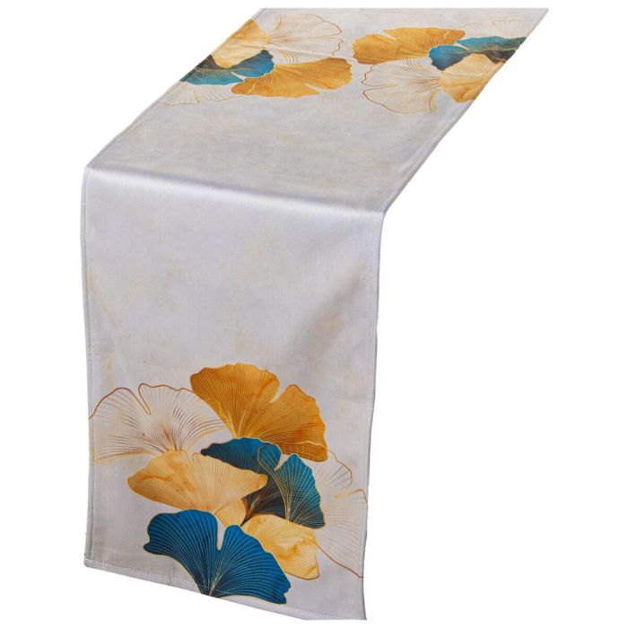 Camino de Mesa Alexandra House Living Amarillo Gris Textil 180 x 30 cm Terciopelo Ginkgo