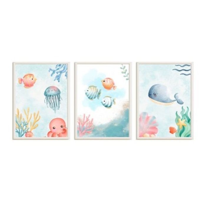 Juego de 3 cuadros Crochetts Multicolor Infantil Pulpo Barco Ballena 33 x 43 x 2 cm 0 Juego de 3 cuadros Crochetts Multicolor Infantil Pulpo Barco Ballena 33 x 43 x 2 cm 0