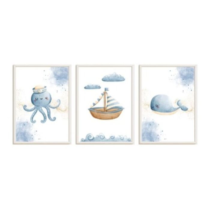 Juego de 3 cuadros Crochetts Multicolor Mar y océano Infantil Medusa 33 x 43 x 2 cm 0 Juego de 3 cuadros Crochetts Multicolor Mar y océano Infantil Medusa 33 x 43 x 2 cm 0
