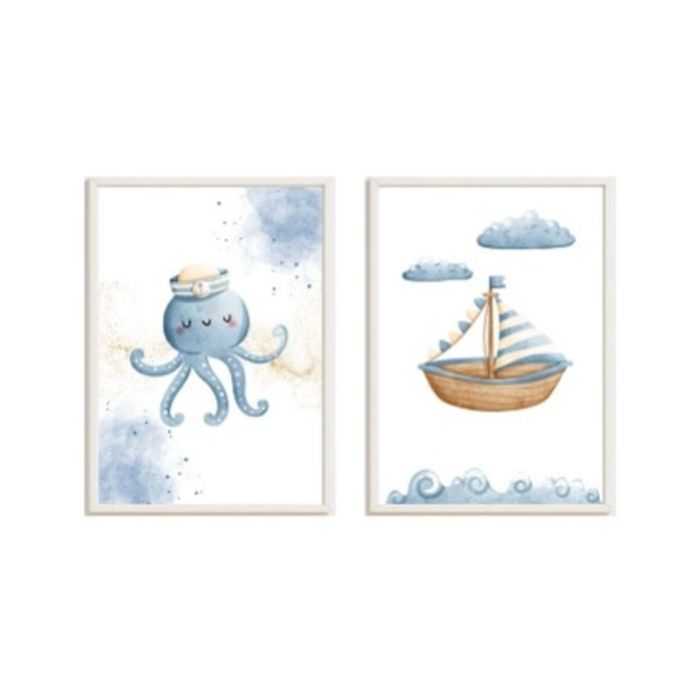 Juego de 2 cuadros Crochetts Multicolor Infantil Pulpo Barco 33 x 43 x 2 cm 0 Juego de 2 cuadros Crochetts Multicolor Infantil Pulpo Barco 33 x 43 x 2 cm 0