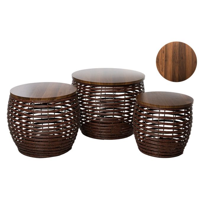 Set de mesas Romimex Marrón Madera Fibra 3 Piezas 2