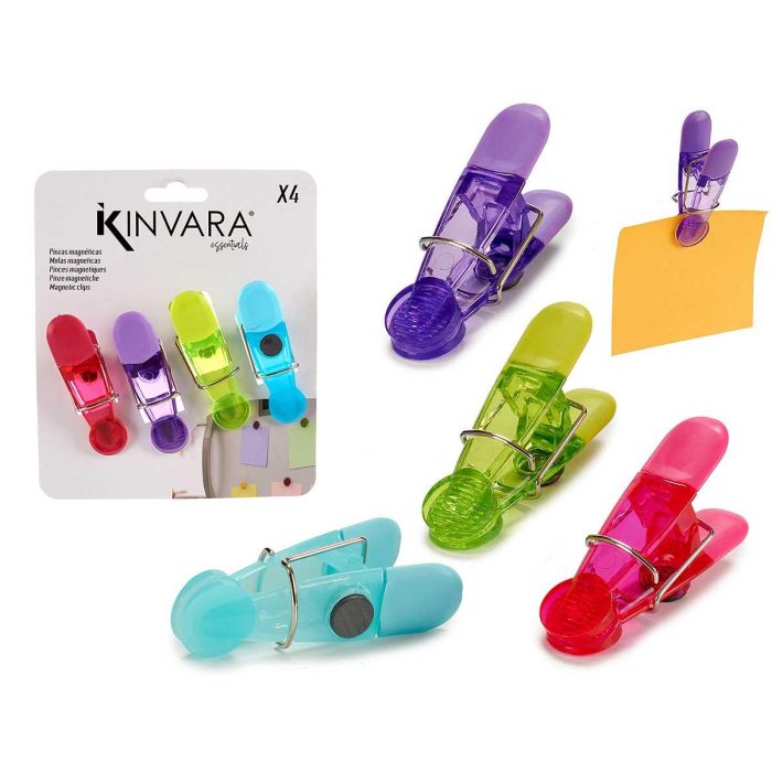 Set 4 Pinzas Iman Kinvara 14.5x17x4 cm, Azul, Morado, Rojo, Verde (24 Unidades) Set 4 Pinzas Iman Kinvara 14.5x17x4 cm, Azul, Morado, Rojo, Verde (24 Unidades)