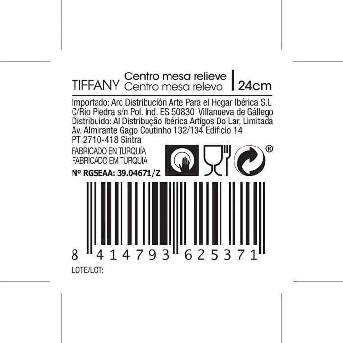 Centro Mesa Vidrio Tiffany Quid 24 cm 1 Centro Mesa Vidrio Tiffany Quid 24 cm 1