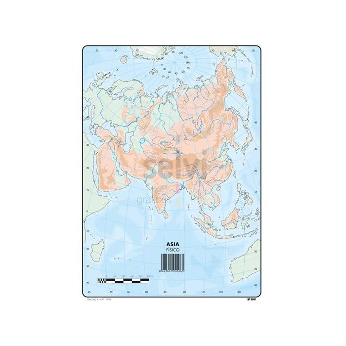 Selvi Mapa Mudo Físico De Asia A4 -50U- Selvi Mapa Mudo Físico De Asia A4 -50U-