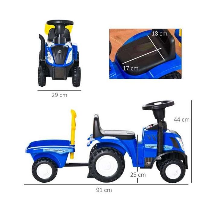 New Holland Tractor Correpasillos Infantil Azul con Luces y Sonidos para Niños de 1 a 3 Años, Medidas 91x44x29 cm 2