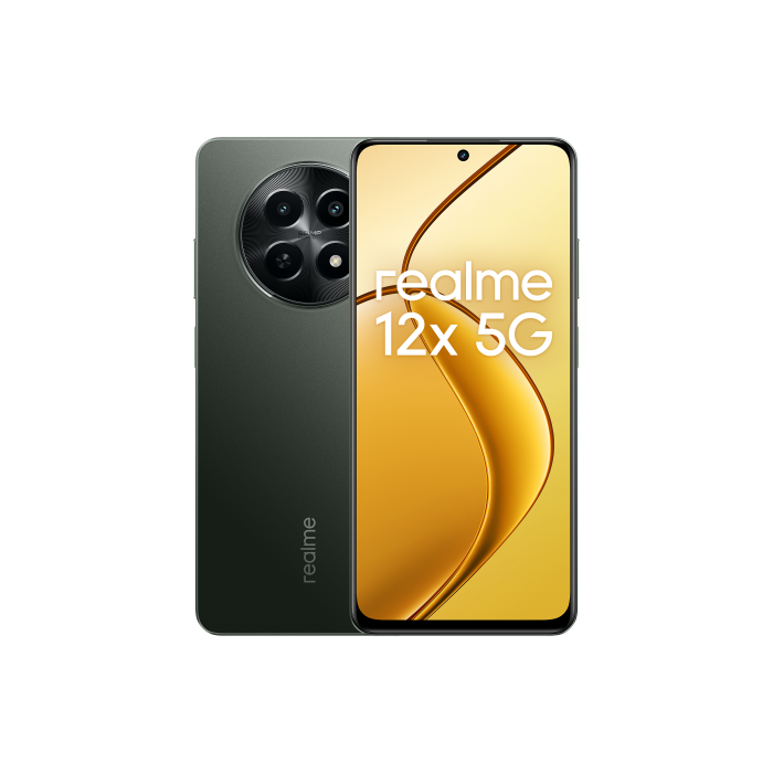 Realme 12X 5G 6-128 BK Smartphone, MediaTek Dimensity 6100+ 5G, 6GB RAM, 128GB, Pantalla 6.6" 120Hz, Cámara 50MP, Batería 5000mAh, Negro Brillante Realme 12X 5G 6-128 BK Smartphone, MediaTek Dimensity 6100+ 5G, 6GB RAM, 128GB, Pantalla 6.6" 120Hz, Cámara 50MP, Batería 5000mAh, Negro Brillante