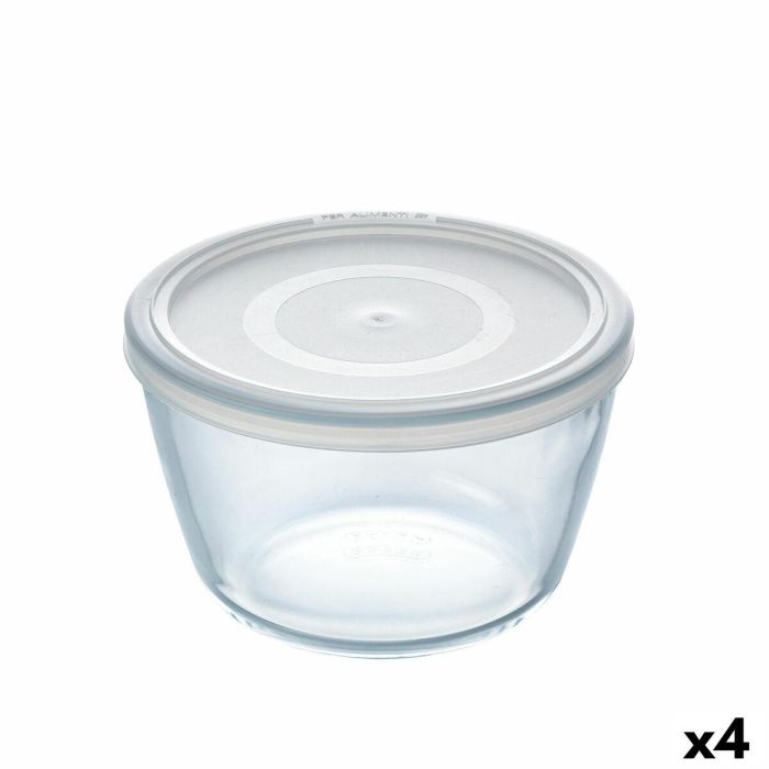 Fiambrera Redonda con Tapa Pyrex Cook & Freeze 1,1 L 15 x 15 x 10 cm Transparente Silicona Vidrio (4 Unidades)