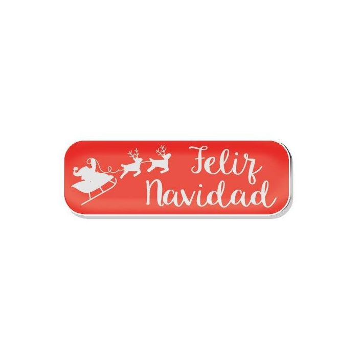 Etiquetas Regalo Adh. Holograficas Rollo 250 Uds. 45X15 Feliz Navidad Rojo