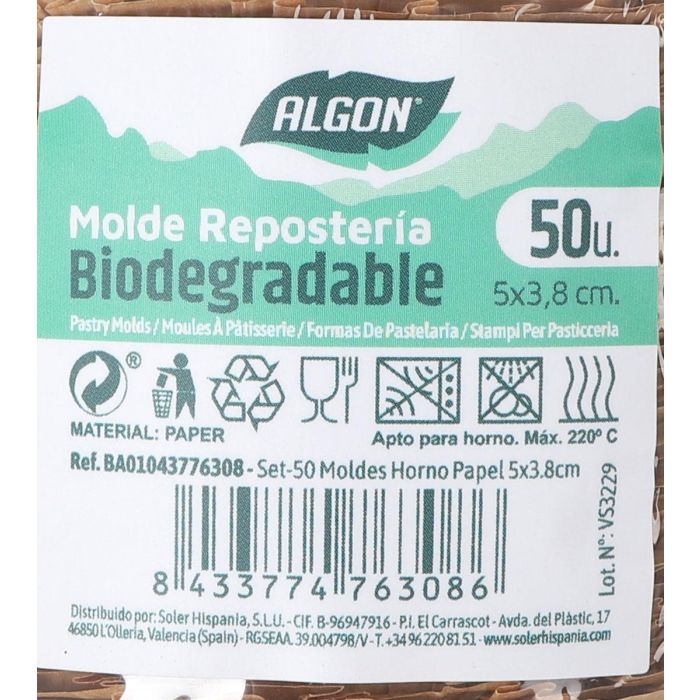 Set de 50 moldes para horno de papel 5x3.8 cm Algon (36 Cajas) 8 Set de 50 moldes para horno de papel 5x3.8 cm Algon (36 Cajas) 8
