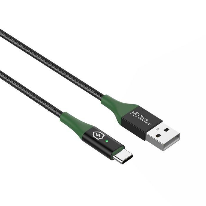 MicroConnect Cable USB-A a USB-C Smart Charge 1m Negro/Verde con Carga Inteligente y Apagado Automático 2