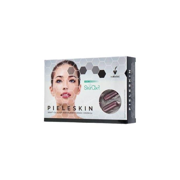 NOVADIET Pieleskin 30 Cápsulas con Zinc, Vitamina C y Colágeno para Piel y Antiox.