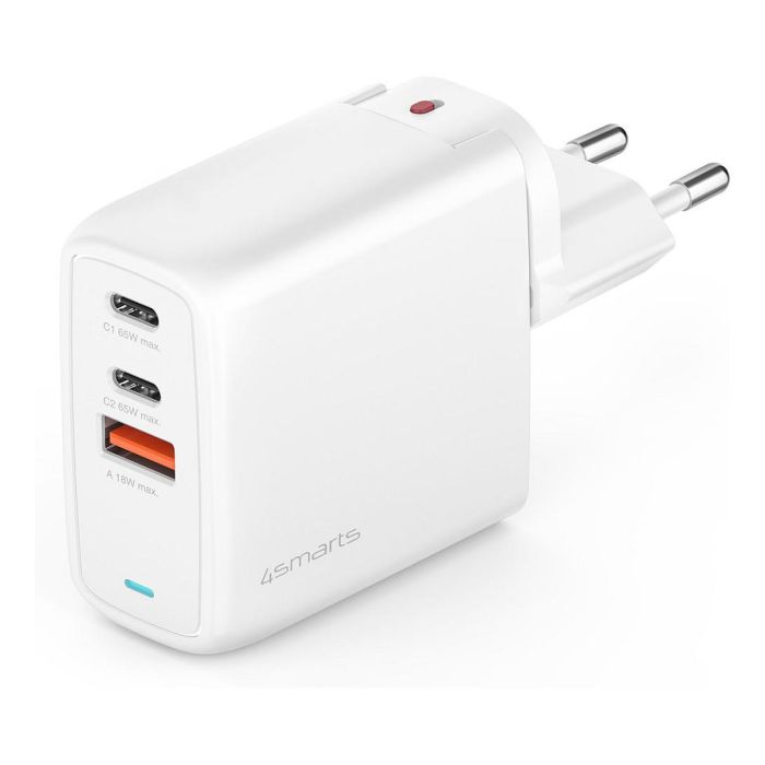 4smarts GaN Flex 65W Cargador Rápido con 2 USB-C y 1 USB-A, Blanco 3