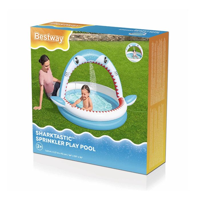 Bestway Piscina Hinchable Infantil 2 Aros Tiburon Aspersor 163x127x92 cm +2 Años Jardin 53157 18