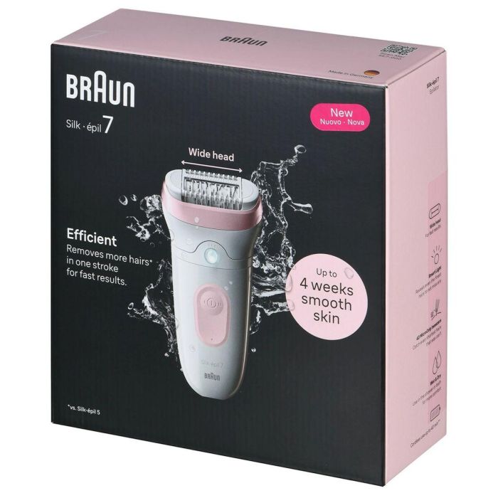 Braun Depiladora Eléctrica SE 7-000 Inalámbrica 2 Velocidades 40 min Blanco / Rosa 7