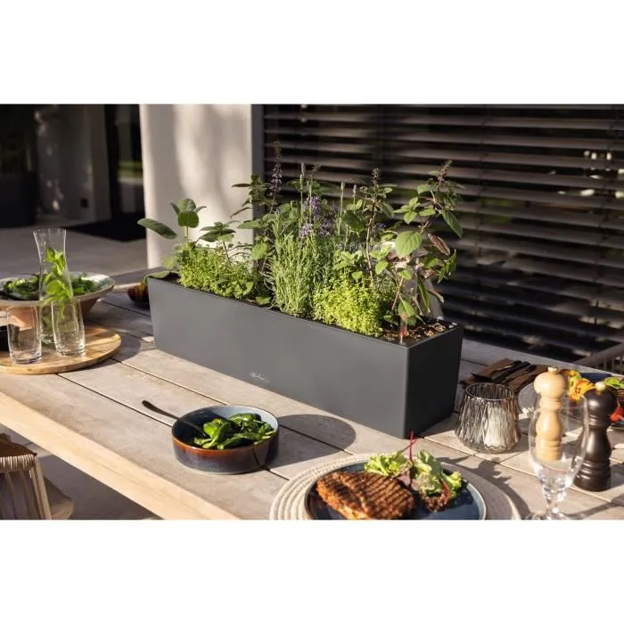 Lechuza LEC4008789156839 Jardinera Balconera 80 Gris Pizarra Kit Completo 12 L 2