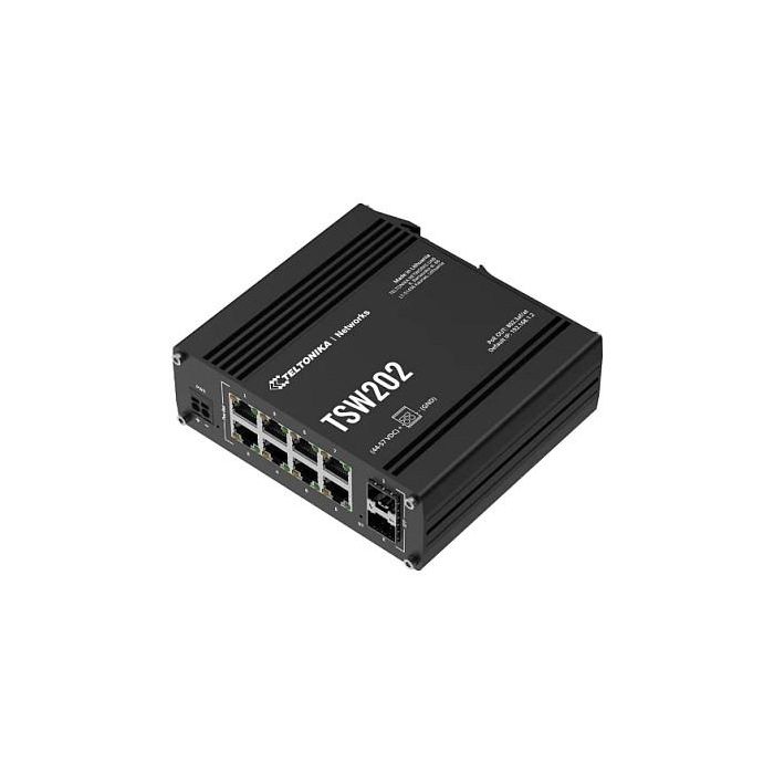 Teltonika Networks TSW202 Switch Gestionado 8 x Puertos PoE+ con 2 x Puertos SFP para Comunicación Fibra Óptica
