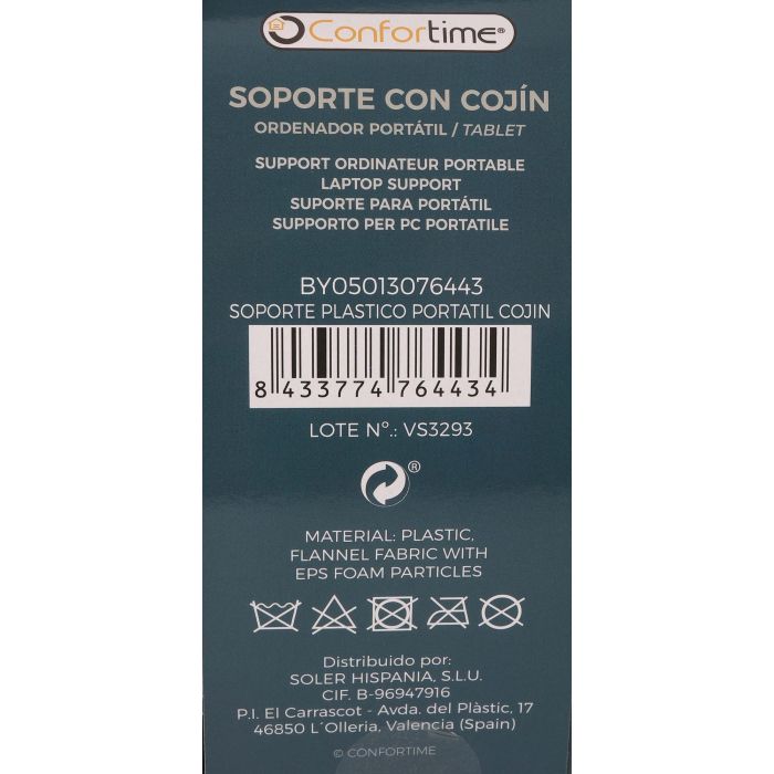 Confortime Soporte Plástico Portátil Cojín, Dimensiones: 47.8 cm (Largo) x 33.6 cm (Ancho) x 6.3 cm (Alto) (6 Unidades)