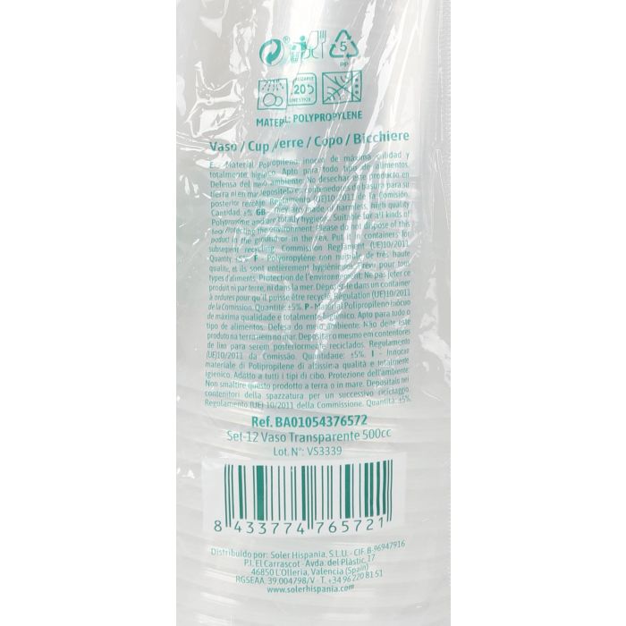-2250- Set12 Vaso Transparente 500Cc Algon (18 Unidades) 5 -2250- Set12 Vaso Transparente 500Cc Algon (18 Unidades) 5