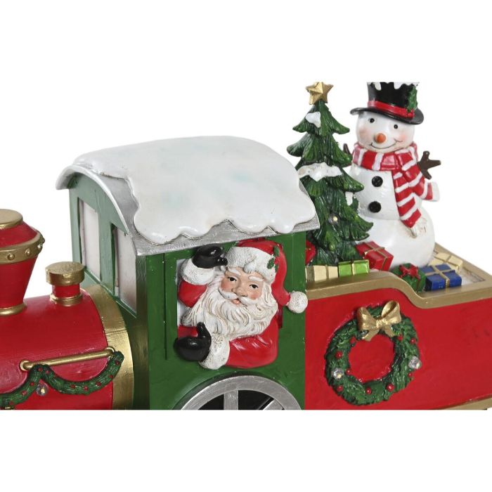 DKD Home Decor Figura Navidad Tradicional Tren LED Resina Rojo Verde 13x19x31 cm con Pilas AA 1