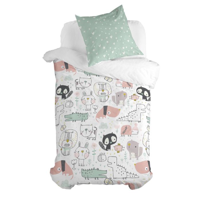 Juego de funda nórdica HappyFriday Moshi Moshi Best Buddies Multicolor Cama de 80 2 Piezas