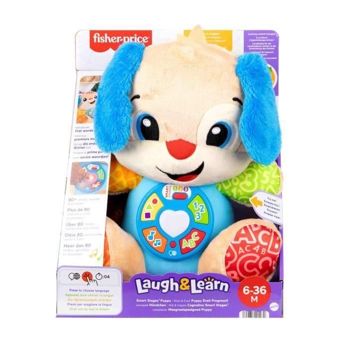 Peluche musical de despertar progresivo con forma de cachorro que ríe y aprende de Fisher-Price JFD20 3