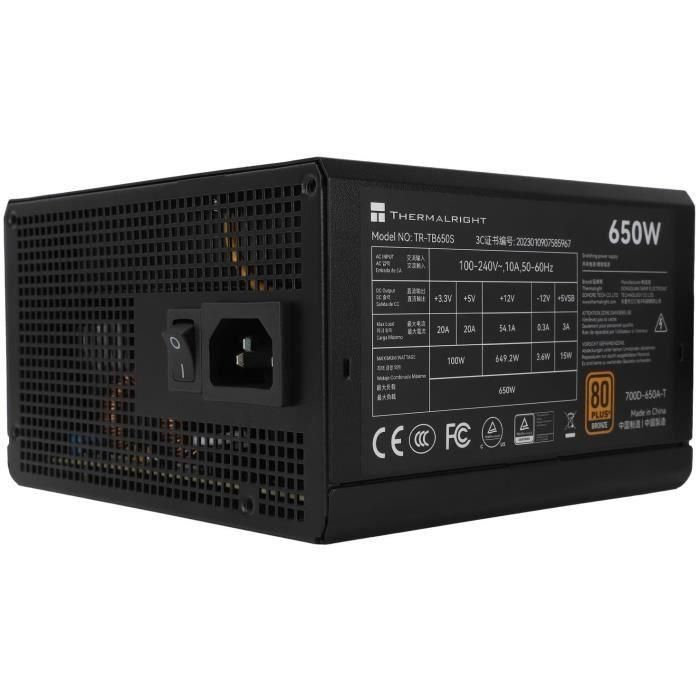Fuente de alimentación para PC - THERMALRIGHT - TB650S - 650W - 80+ Bronce - No modular - ATX 3.0 - Negro Fuente de alimentación para PC - THERMALRIGHT - TB650S - 650W - 80+ Bronce - No modular - ATX 3.0 - Negro