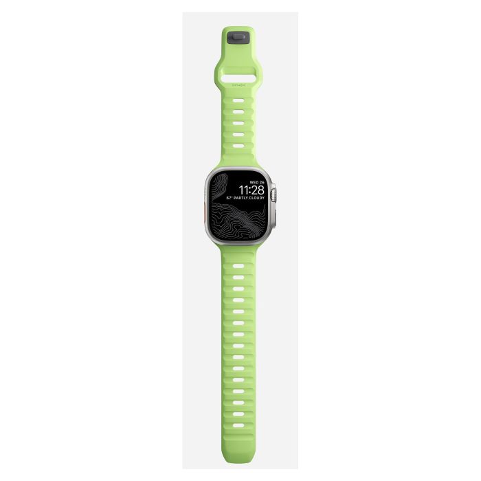 Nomad Sport Band para Apple Watch Series 9 / Ultra (46mm/49mm) - Glow - Correa Deportiva Ajustable de Caucho Verde Claro 7