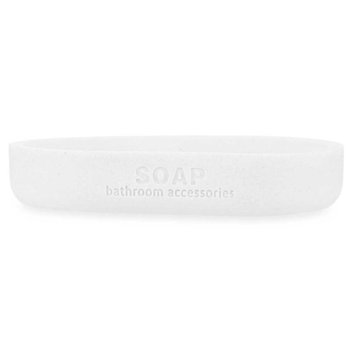 Jabonera de Resina y Bambú Blanco Berilo 12.5x2.5x8.5 cm (6 Unidades) 2