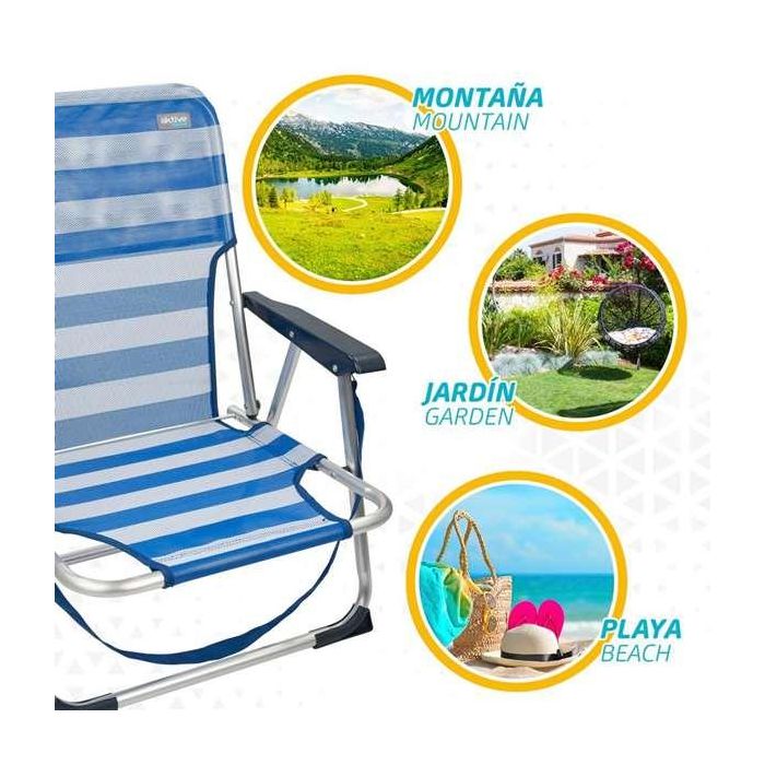 Silla playa aluminio plegalbe fija rayas mar 44x35x72 cm 8 Silla playa aluminio plegalbe fija rayas mar 44x35x72 cm 8