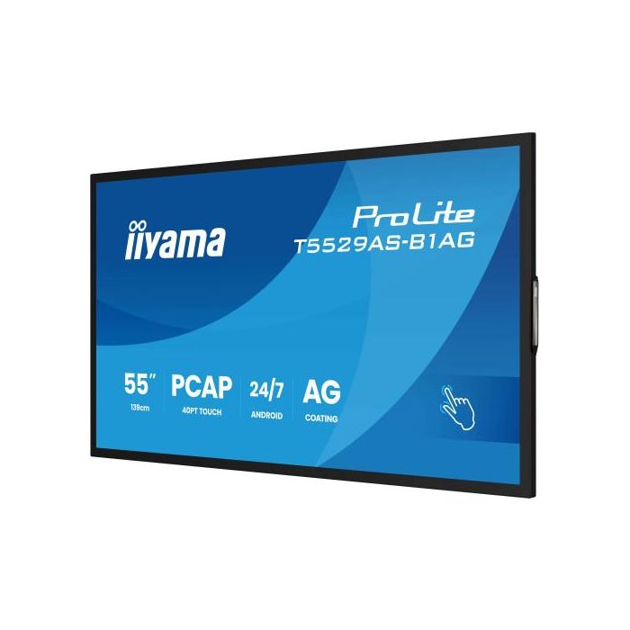 Monitor Iiyama 55" All-In-One Interactive Display/ Android 14 Os/ 3840X2160, 4K Uhd Panel, 2Xhdmi + Usb-C (Dp-Alt), 450Cd/M², Usb Touch Interface, 4Gb Ram / 32Gb Storage, Rs232C, Usb 2X 2.0, Lan, Wifi, 24/7 Operation, Iishare, (T5529As-B1Ag) 8